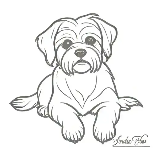 Maltese dog sitting tattoo design idea