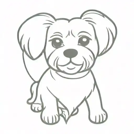 cute little Maltese dog heart tattoo design idea