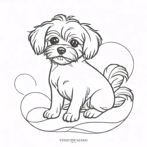 cute little Maltese dog playing tattoo design idea