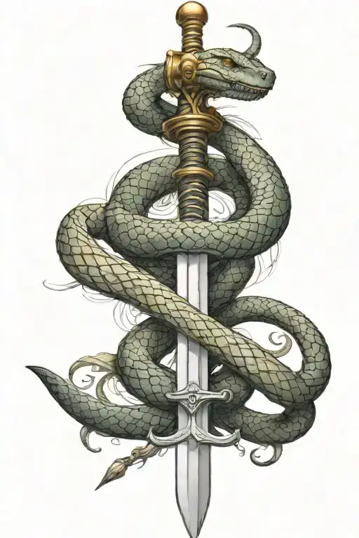 a sword with a snake attached tattoo design idea