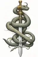 a sword with a snake attached tattoo design idea