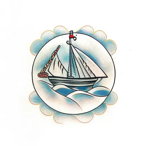 Viking ship tattoo design idea