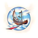 Viking ship tattoo design idea