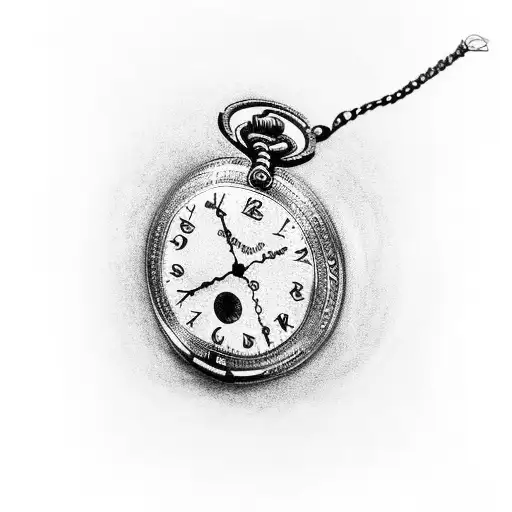 Black and Grey "Pocket Watch" Tattoo Idea BlackInk AI