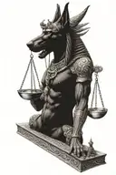 Anubis holding scale balanced tattoo design idea