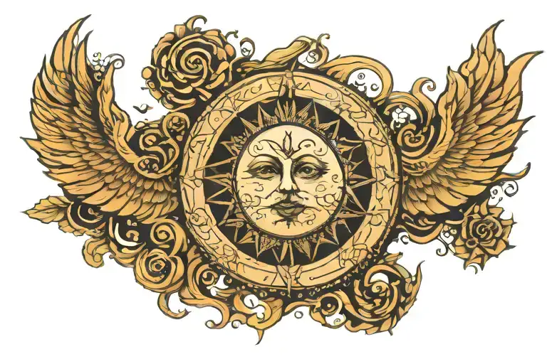 celestial moon intricate pagan tattoo design idea