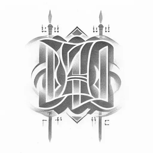 a line, on the line Initials in capital letters DCE, the line must be double and the one below must go down at its midpo tattoo design idea