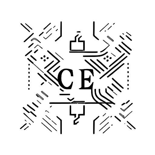 a line, on the line Initials in capital letters DCE, the line must be double and the one below must go down at its midpo tattoo design idea