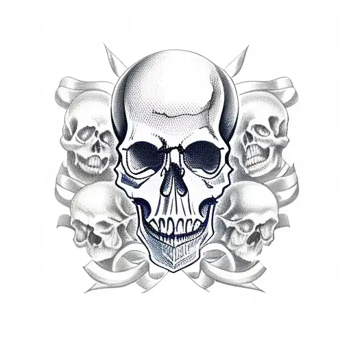 skull with dagger through it tattoo design idea