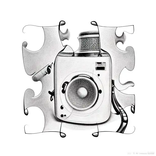Puzzle with music tattoo design idea
