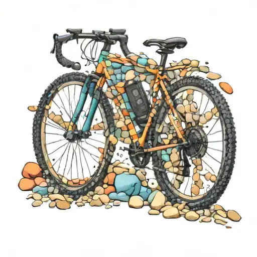 Gravel bike, complexe with multiple colors tattoo design idea