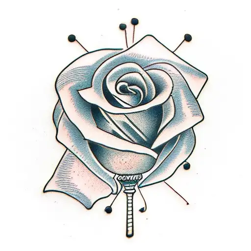 rose inside a martini glass tattoo design idea