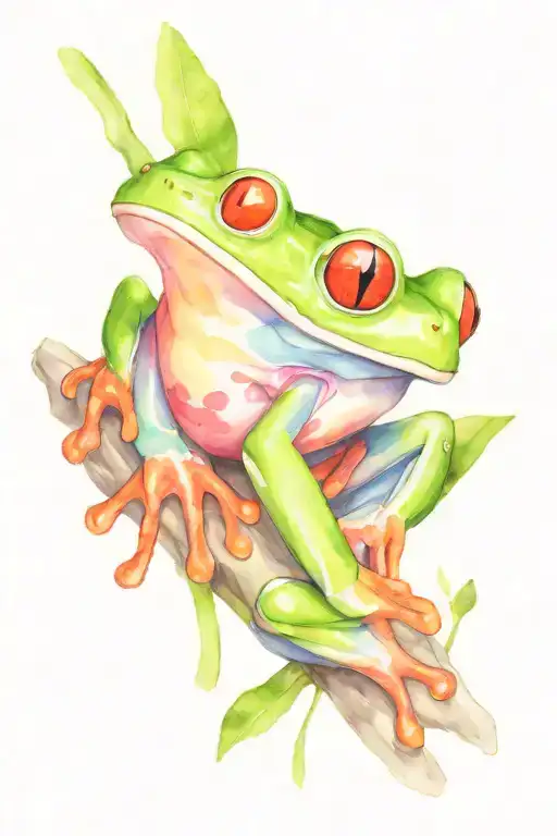 red eyed tree frog from back  tattoo design idea