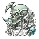 space Alien graveyard barber tattoo design idea