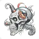 space Alien graveyard barber tattoo design idea