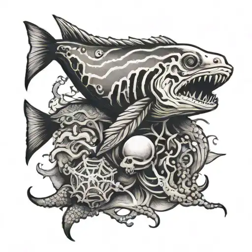 sea creatures death  tattoo design idea