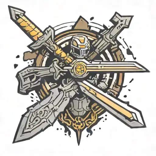 halo's sword and borderlands logo incorporated tattoo design idea