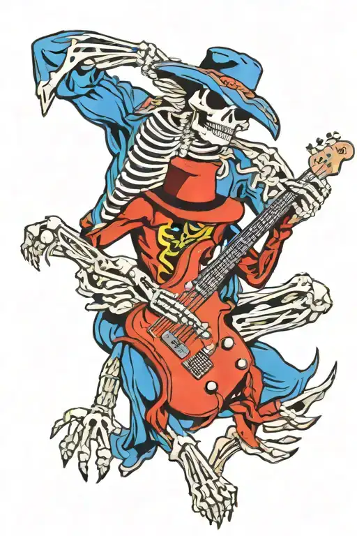 Cowboy skeleton  Chief  Spider-Man  BX  Nova Bass (fish) Cardinal Stratocaster  Horse  Bear  Eagles   tattoo design idea