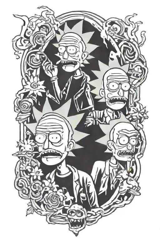 Rick and morty smoking weed tattoo design idea