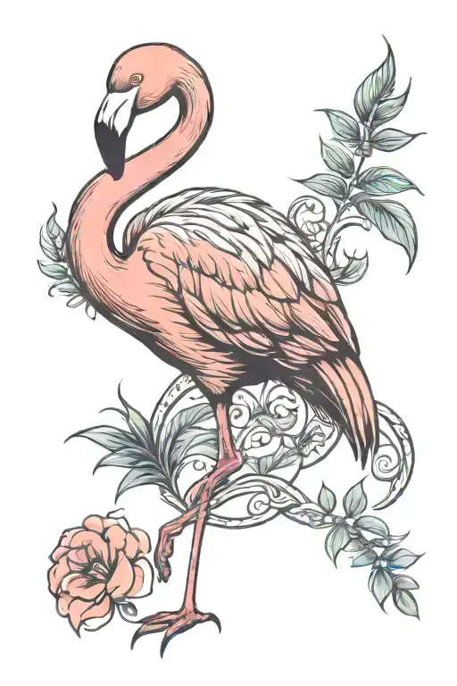 flamingo standing tattoo design idea