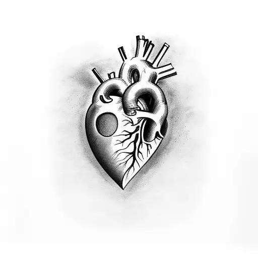 Black and Grey Heart Shaped Hole Punch Tattoo Idea - BlackInk AI