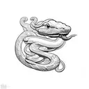 serpiente rodeando a una rosa  tattoo design idea