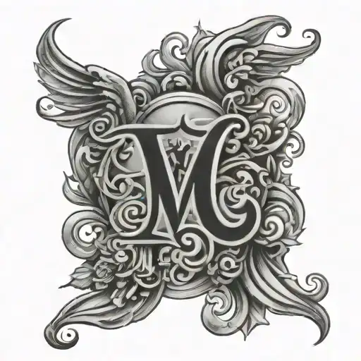 kids initials in one tattoo using letters VGDGC tattoo design idea