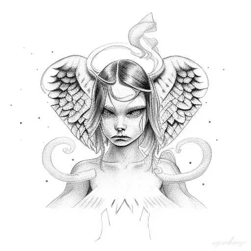 2.22.22 angel baby devil tattoo design idea