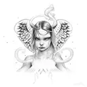 2.22.22 angel baby devil tattoo design idea