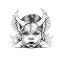 2.22.22 angel baby devil tattoo design idea