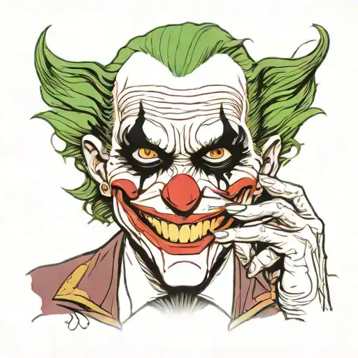 Joker, but he covered his mouth with his palms and looked like he was smiling on the back of his hands. tattoo design idea