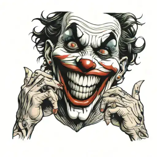 Joker smile but I hand cover mouth tattoo design idea
