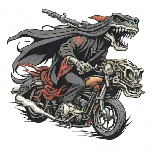 grim reaper frog driving mustang car tattoo design idea