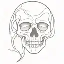 front facing Skull with negative space tears flowing tattoo design idea