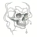 front facing Skull with negative space tears flowing tattoo design idea