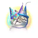 A singing cat with a wizard hat surrounded by mathematical equations tattoo design idea