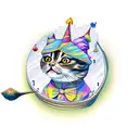 A singing cat with a wizard hat surrounded by mathematical equations tattoo design idea