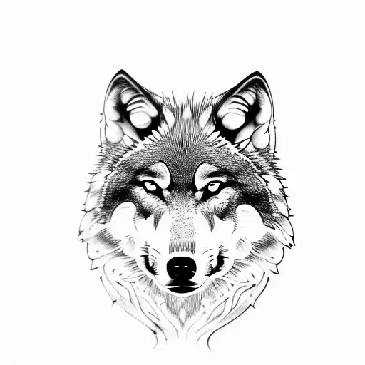Wolf posing tattoo design idea