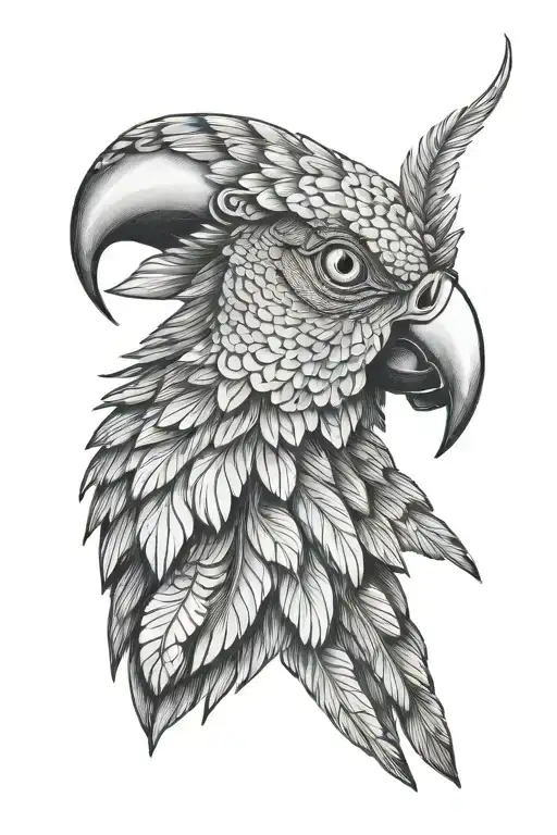 half eagle face half parrot face profile   tattoo design idea