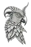 half eagle face half parrot face profile   tattoo design idea