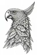 half eagle face half parrot face profile   tattoo design idea
