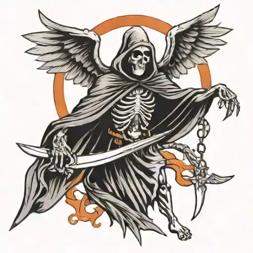 grim reaper with wings tattoo design idea