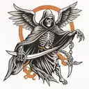 grim reaper with wings tattoo design idea