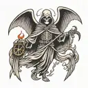 grim reaper with wings tattoo design idea