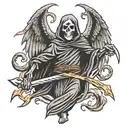 grim reaper with wings tattoo design idea