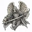grim reaper with wings tattoo design idea