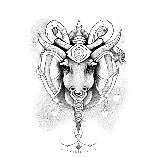 capricorn in love with aries tattoo design idea