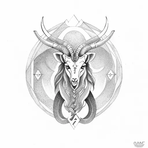 capricorn guiding aries in life tattoo design idea