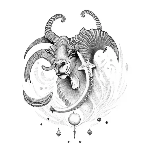 sea goat guiding ram tattoo design idea