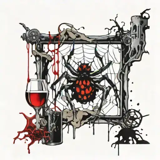 spider hanging from thrones wine  tattoo design idea